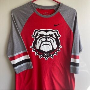 Nike women’s size M Red and Gray Bulldog 3/4 length sleeve Tee
